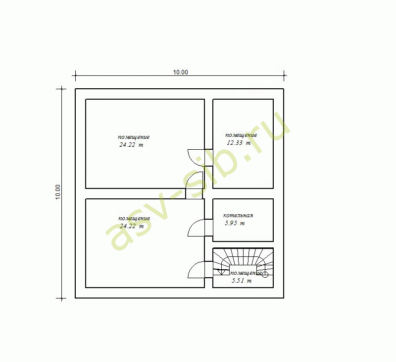 План цокольного этажа коттеджа из бетона, проект П-299