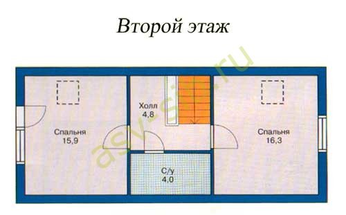План второго этажа коттеджа на Малом море, оз. Байкал.